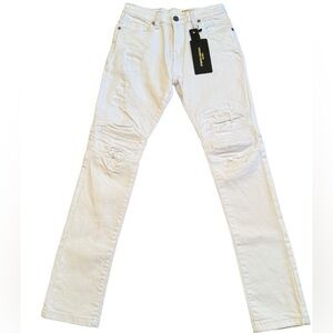 NWT Kids Boys FWRD DENIM White Distressed Skinny Jeans Size 14